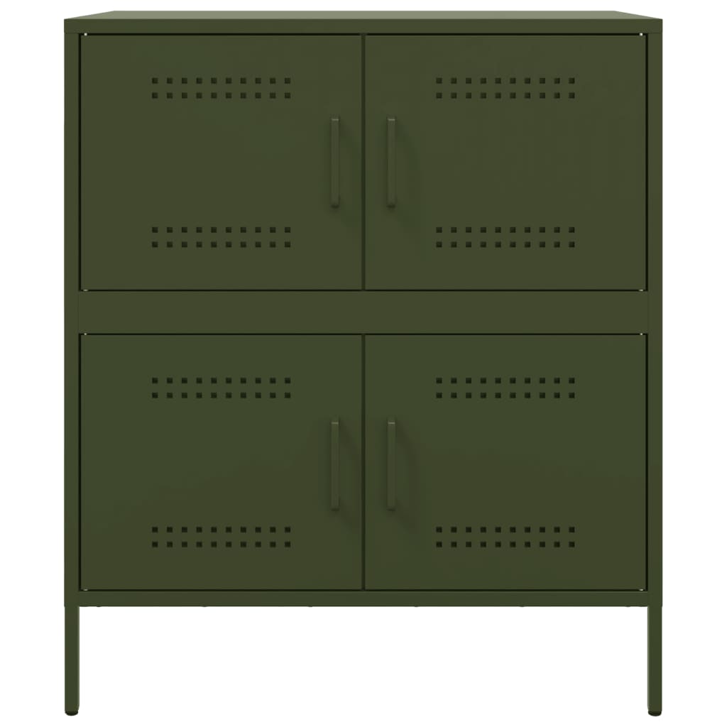 vidaXL Aparador de acero verde oliva 68x39x79 cm