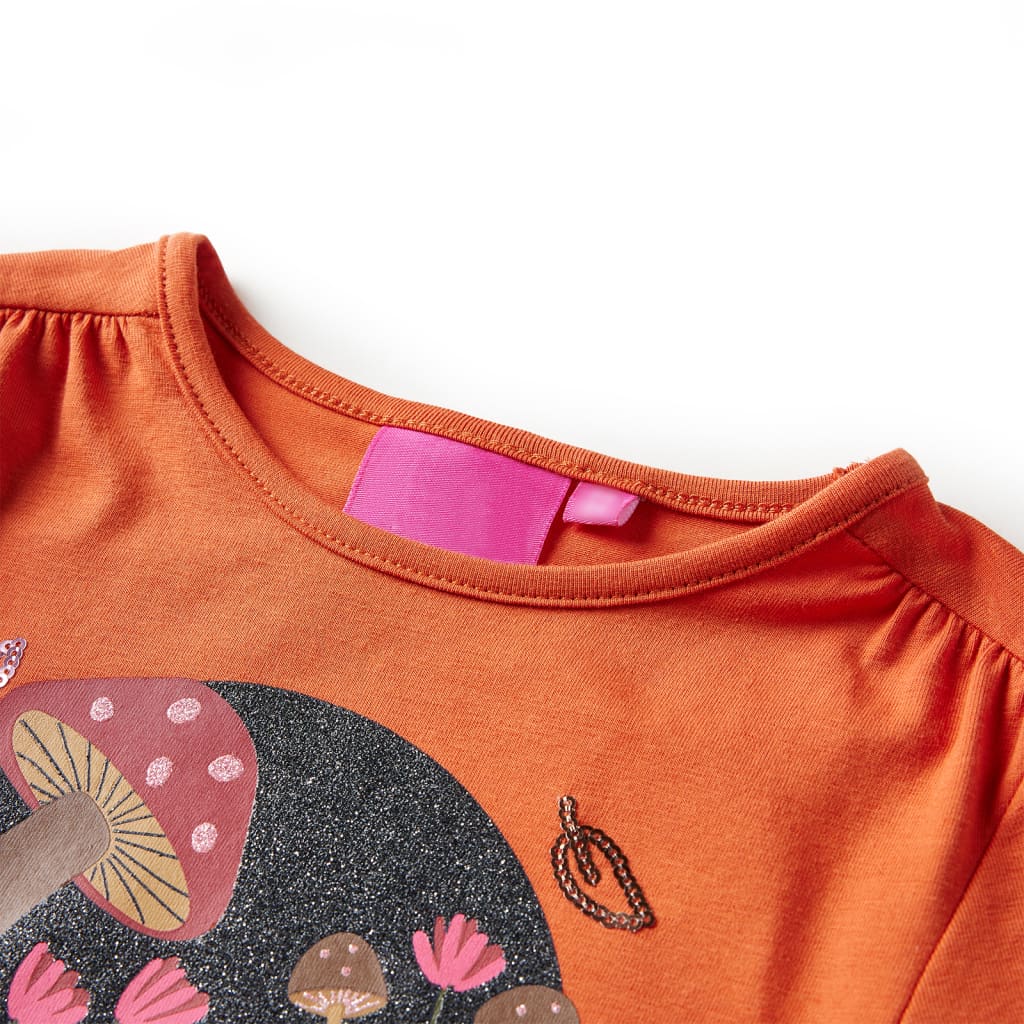 Camiseta infantil de manga larga naranja tostado 104