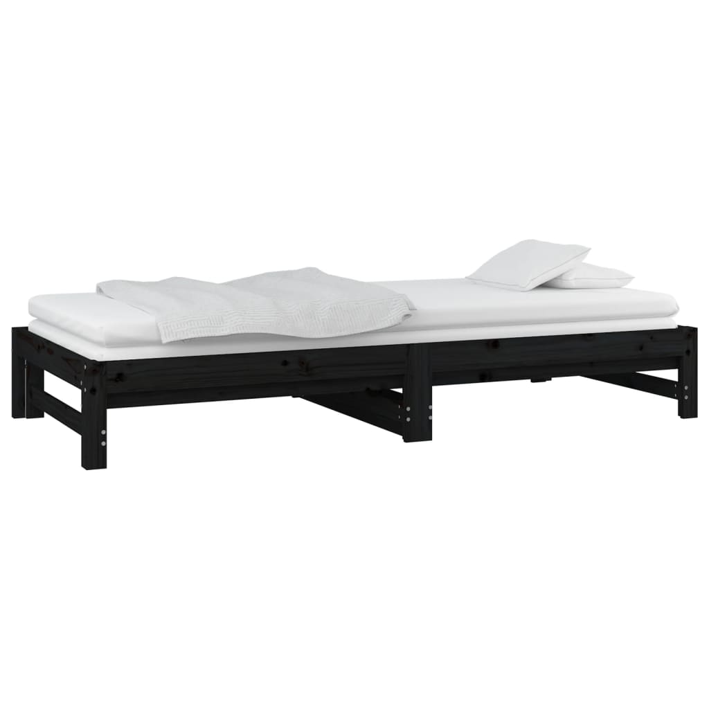 vidaXL Sofá cama extraíble madera maciza de pino negro 2x(80x200) cm