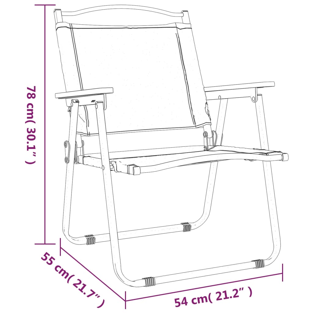 vidaXL Sillas de camping 2 uds tela Oxford beige 54x55x78 cm