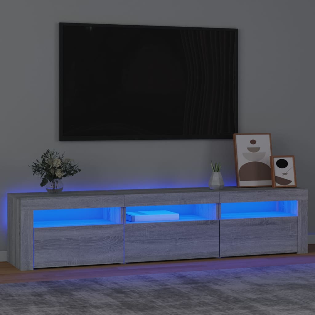 vidaXL Mueble de TV con luces LED gris Sonoma 180x35x40 cm