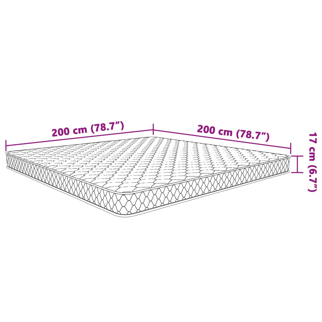 vidaXL Colchón de espuma viscoelástica blanco 200x200x17 cm