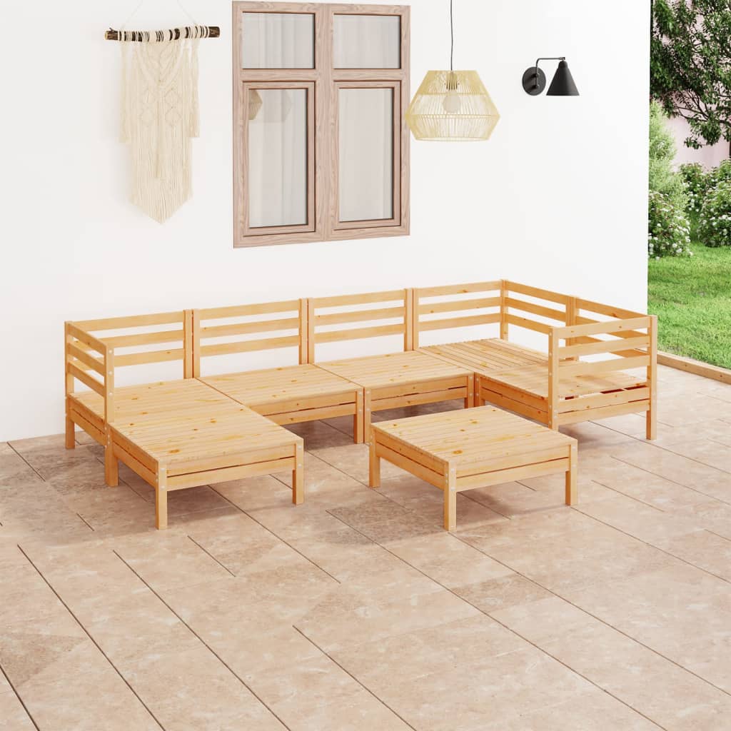 vidaXL Juego de muebles de jardín 7 piezas madera maciza de pino