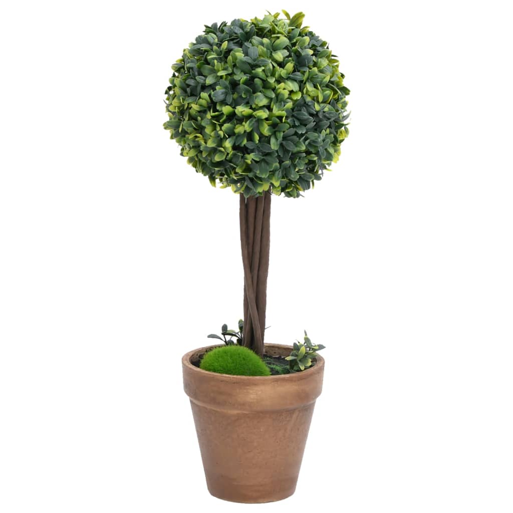 vidaXL Plantas de boj artificial 2 uds forma bola maceta verde 56 cm