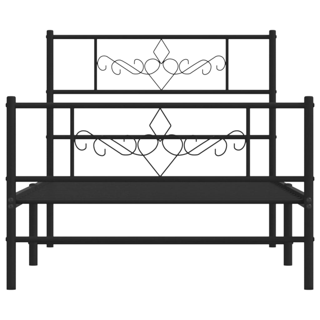 vidaXL Estructura cama sin colchón con estribo metal negro 100x200 cm