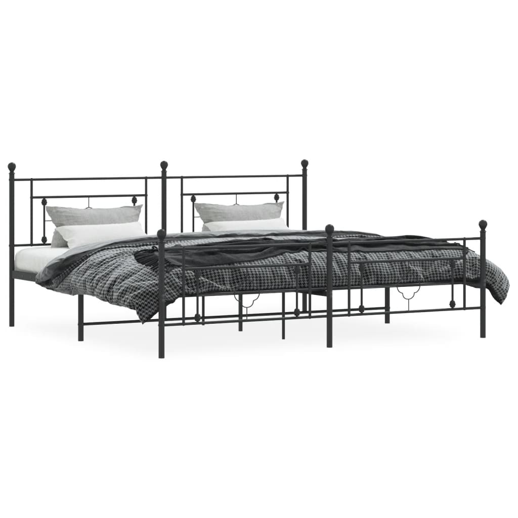 vidaXL Estructura de cama cabecero y estribo metal negro 200x200 cm