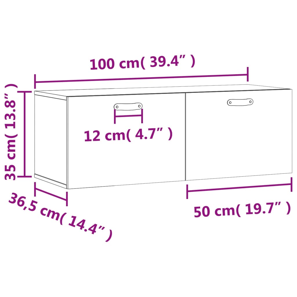 vidaXL Armario de pared madera de ingeniería negro 100x36,5x35 cm