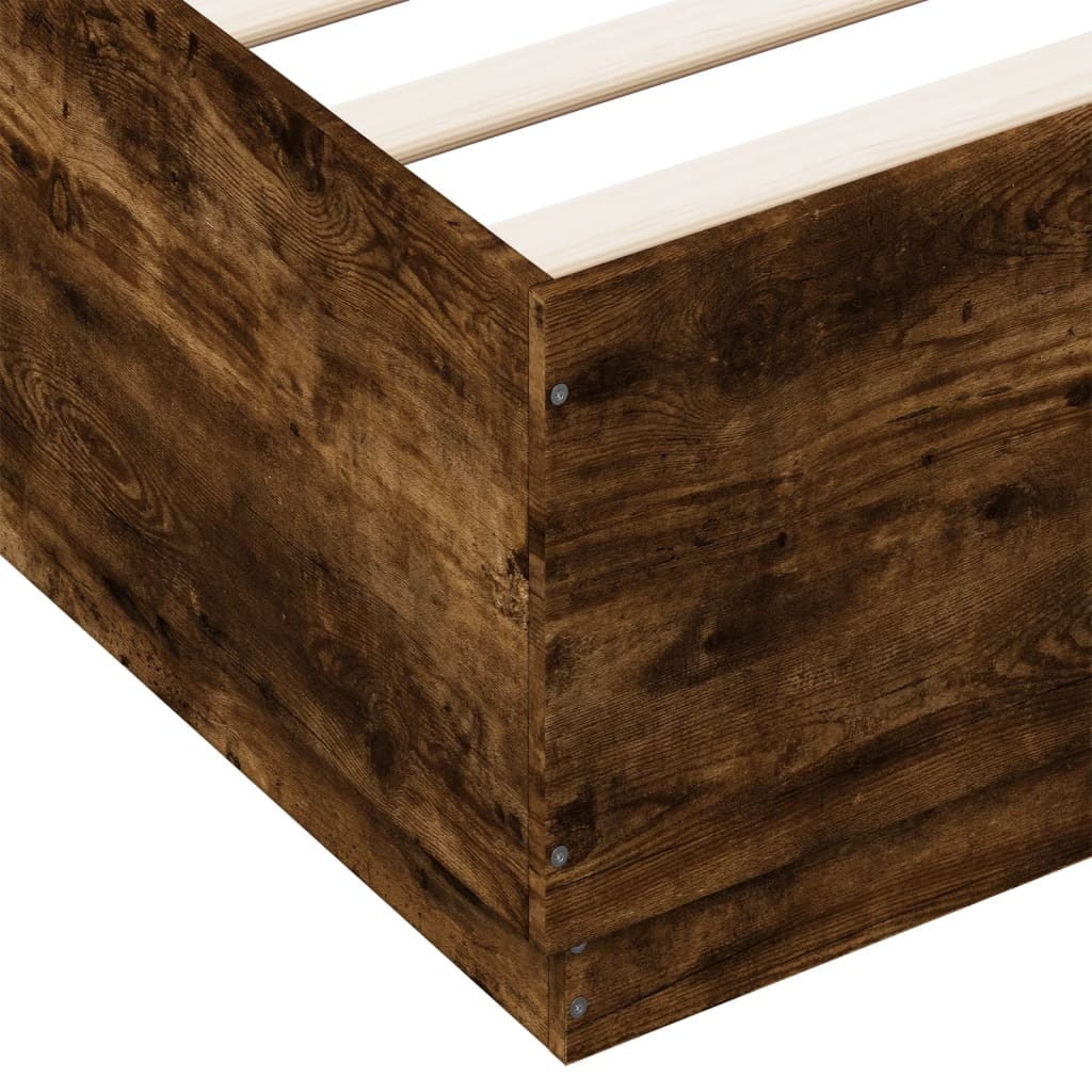 vidaXL Estructura cama con luces LED madera roble ahumado 150x200 cm