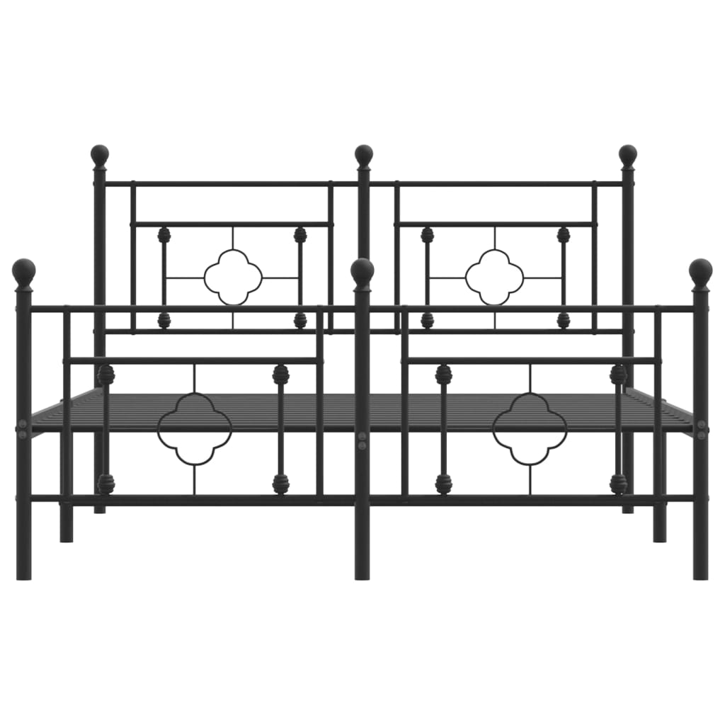 vidaXL Estructura cama sin colchón con estribo metal negro 140x190 cm