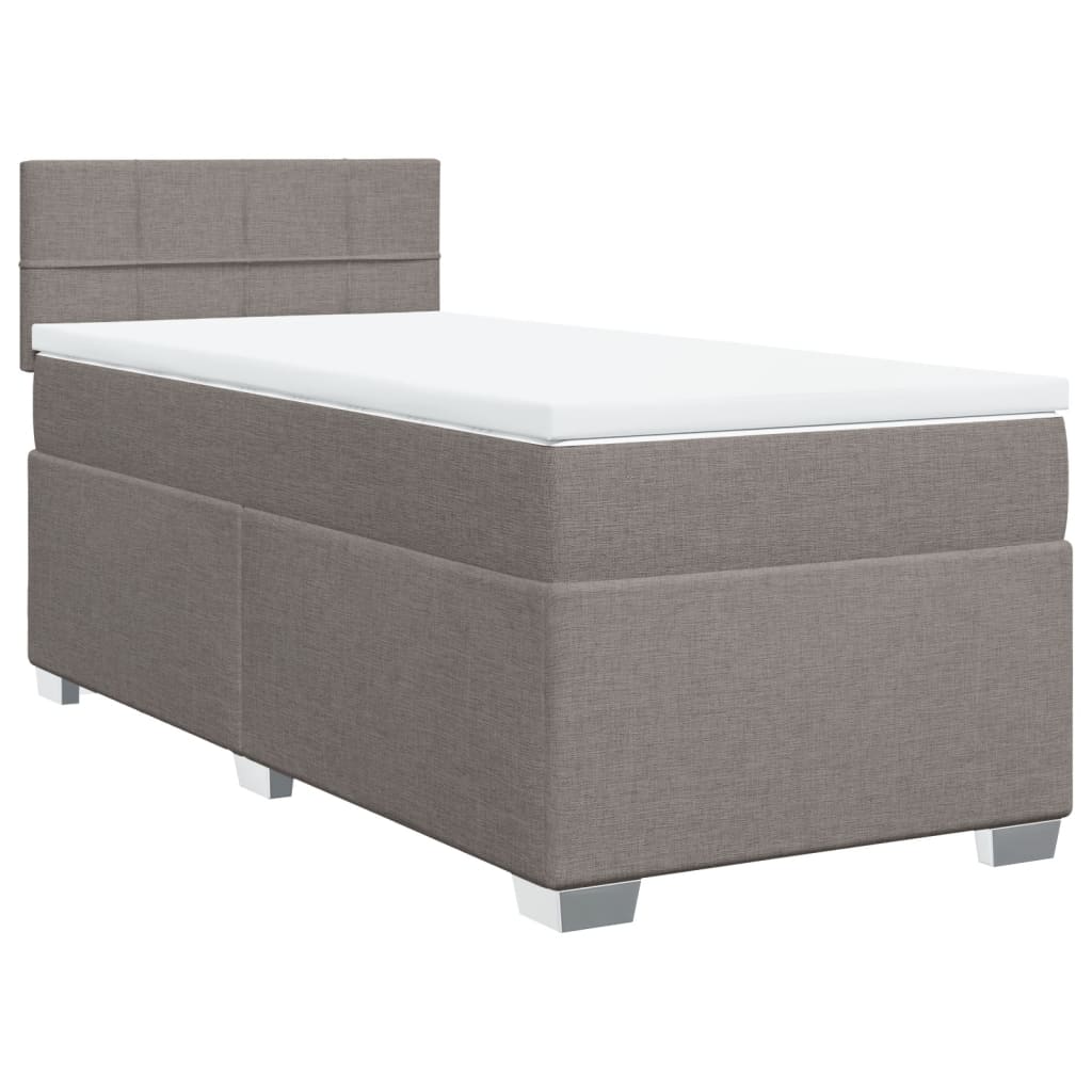 vidaXL Cama box spring con colchón tela gris taupe 90x190 cm