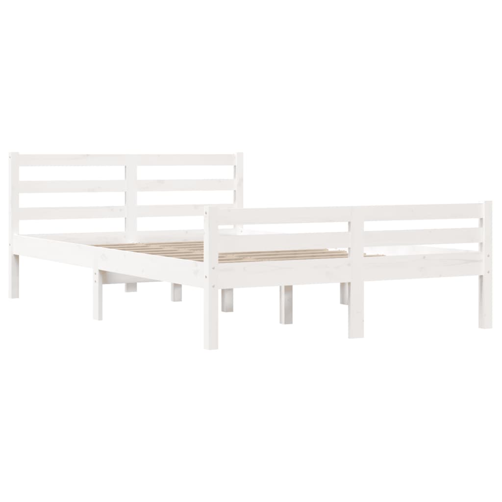 vidaXL Estructura de cama de madera maciza blanca 140x190 cm