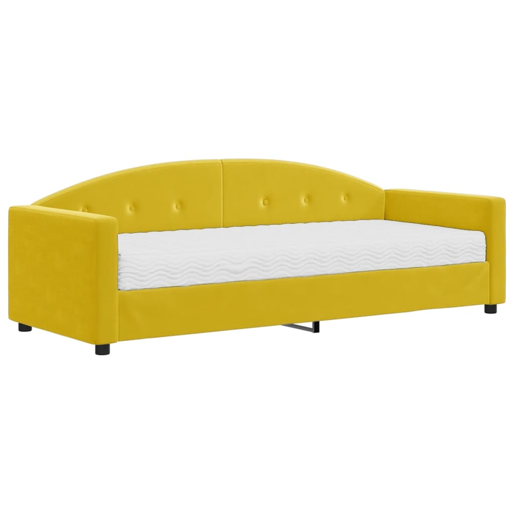 vidaXL Sofá cama con colchón terciopelo amarillo 80x200 cm