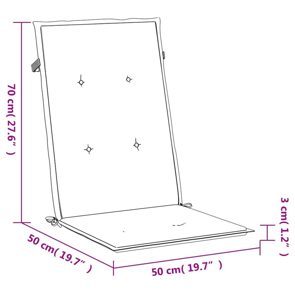 vidaXL Cojín silla de jardín respaldo alto 2 uds tela gris 120x50x3 cm