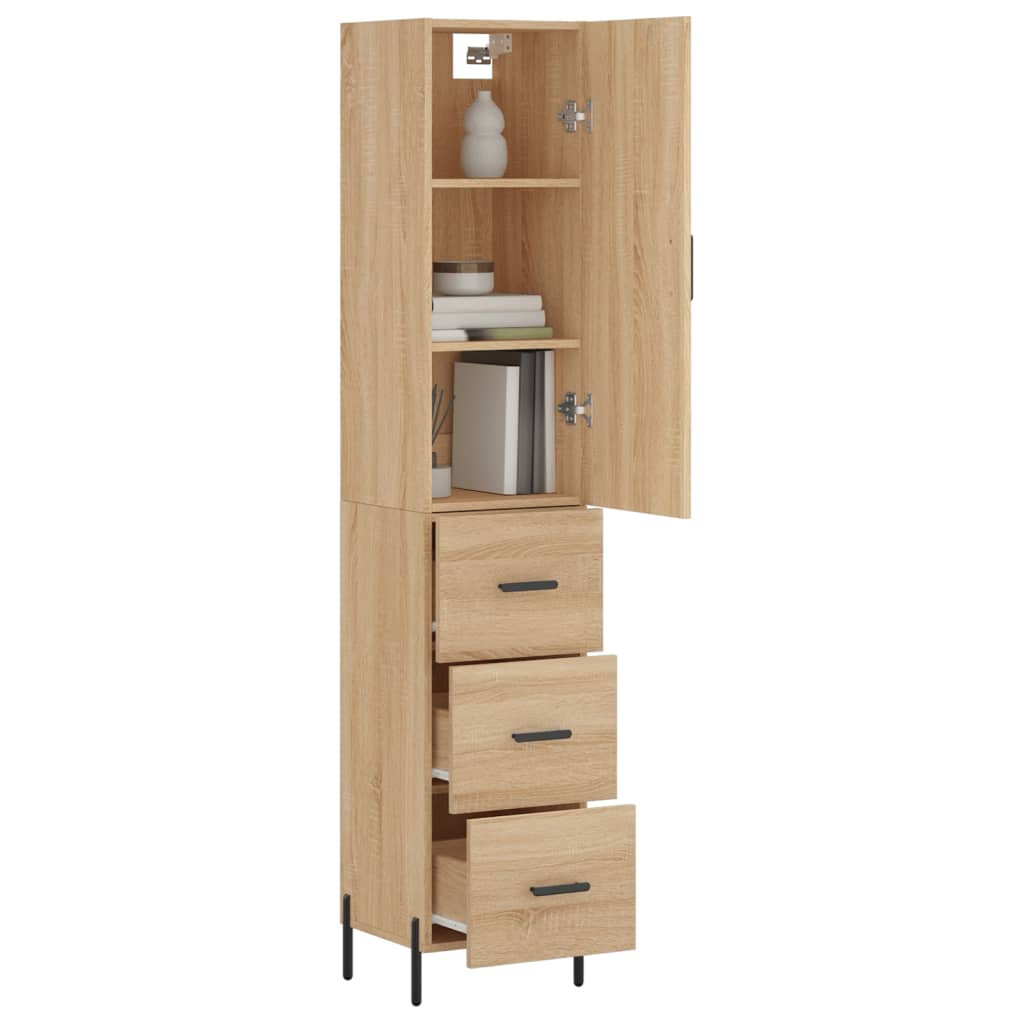 vidaXL Aparador de madera contrachapada roble Sonoma 34,5x34x180 cm