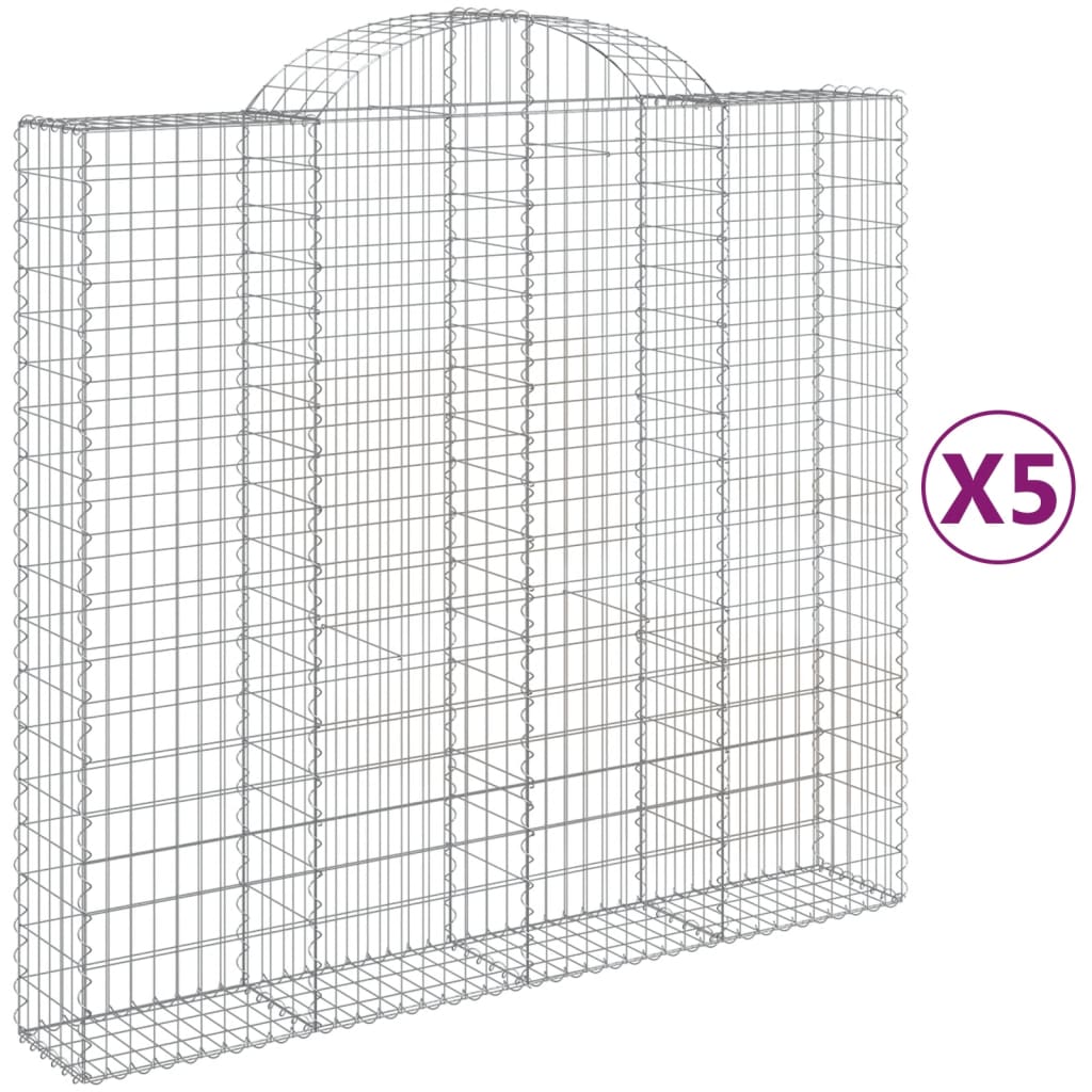 vidaXL Cestas de gaviones 5 uds forma de arco hierro 200x50x180/200 cm