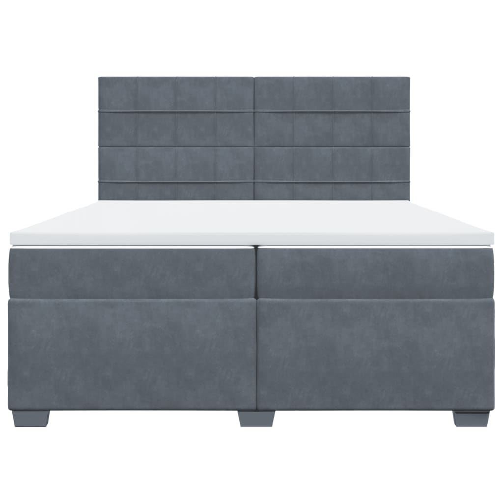 vidaXL Cama box spring con colchón terciopelo gris oscuro 200x200 cm