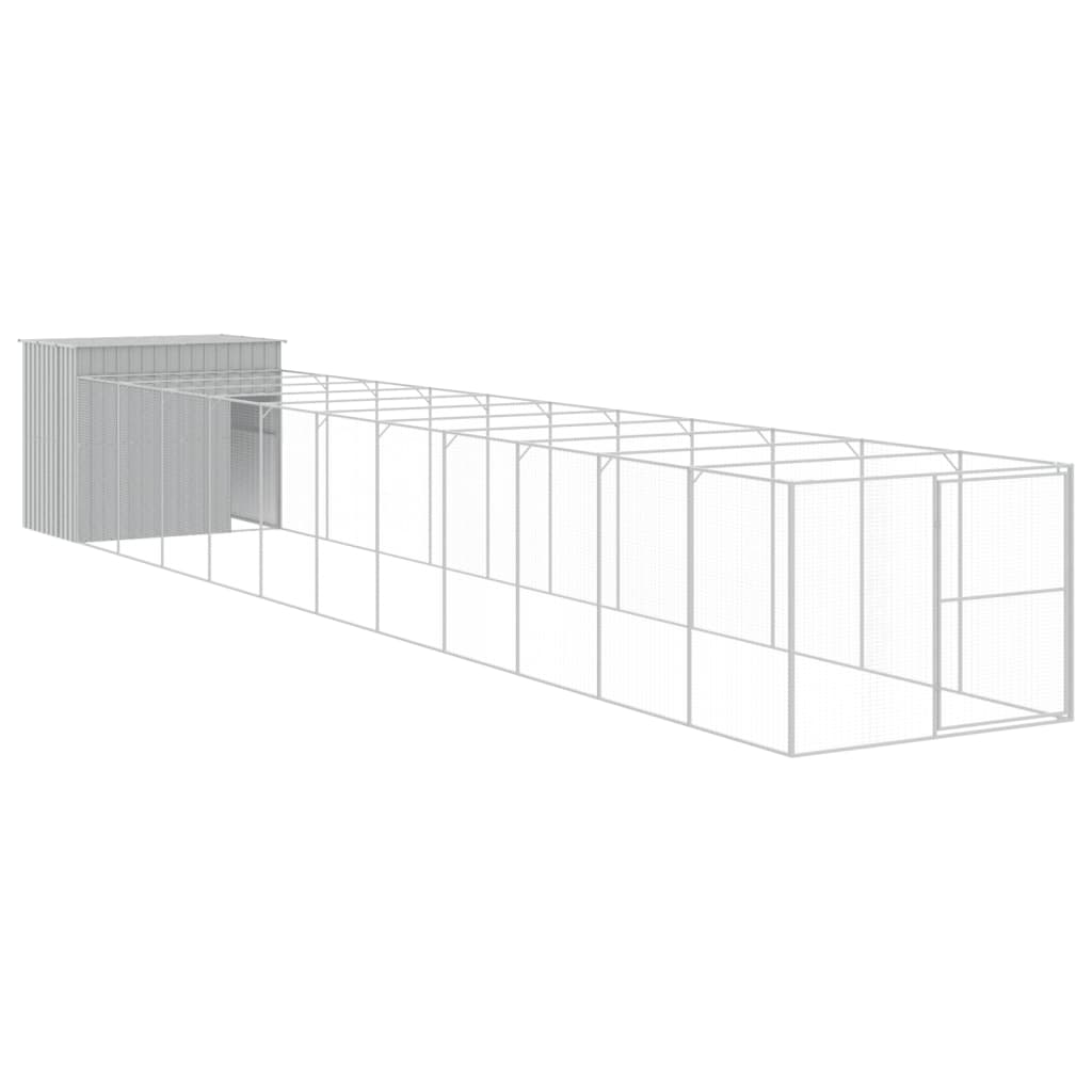 vidaXL Caseta perro corral acero galvanizado gris claro 214x1273x181cm