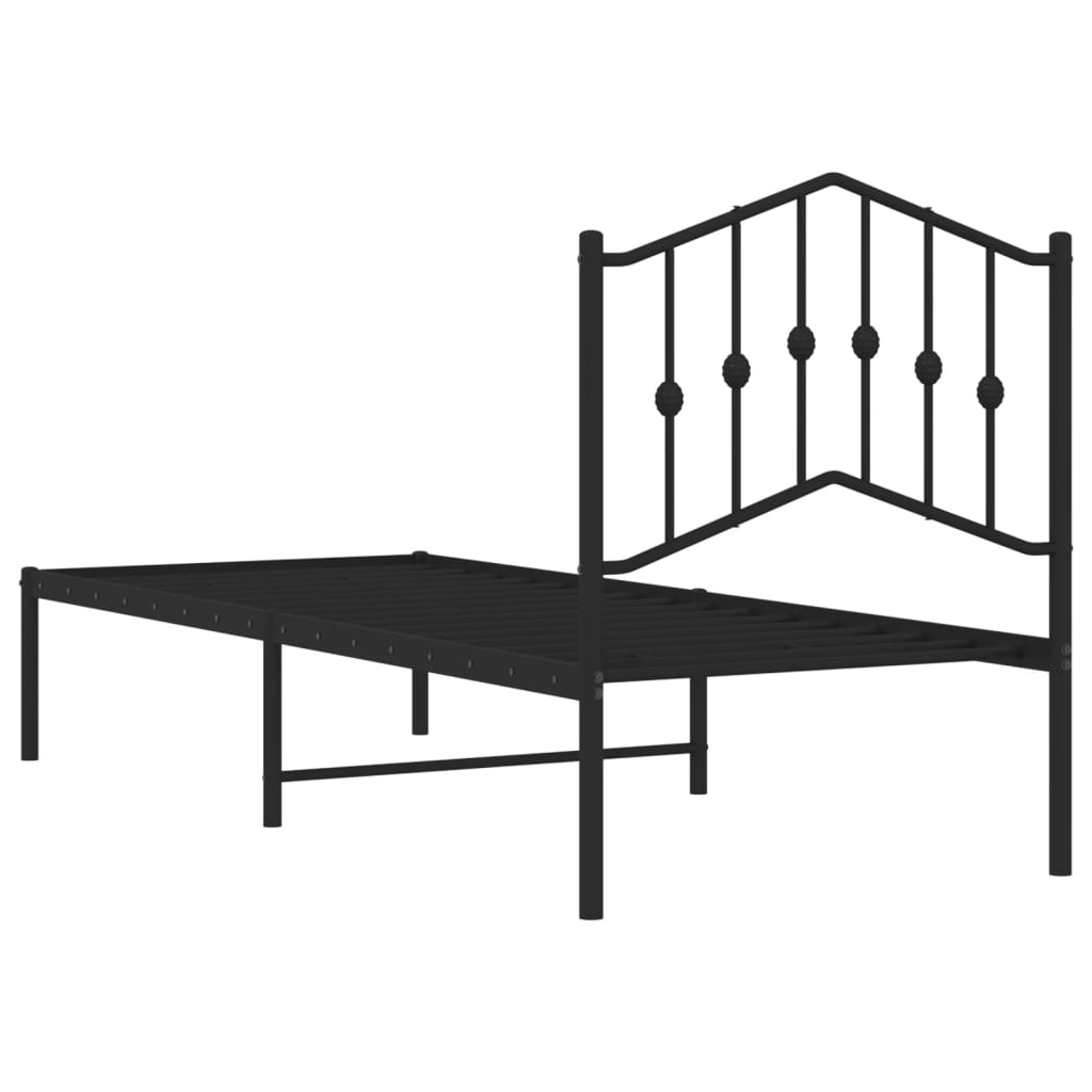 vidaXL Estructura cama sin colchón con cabecero metal negro 75x190 cm