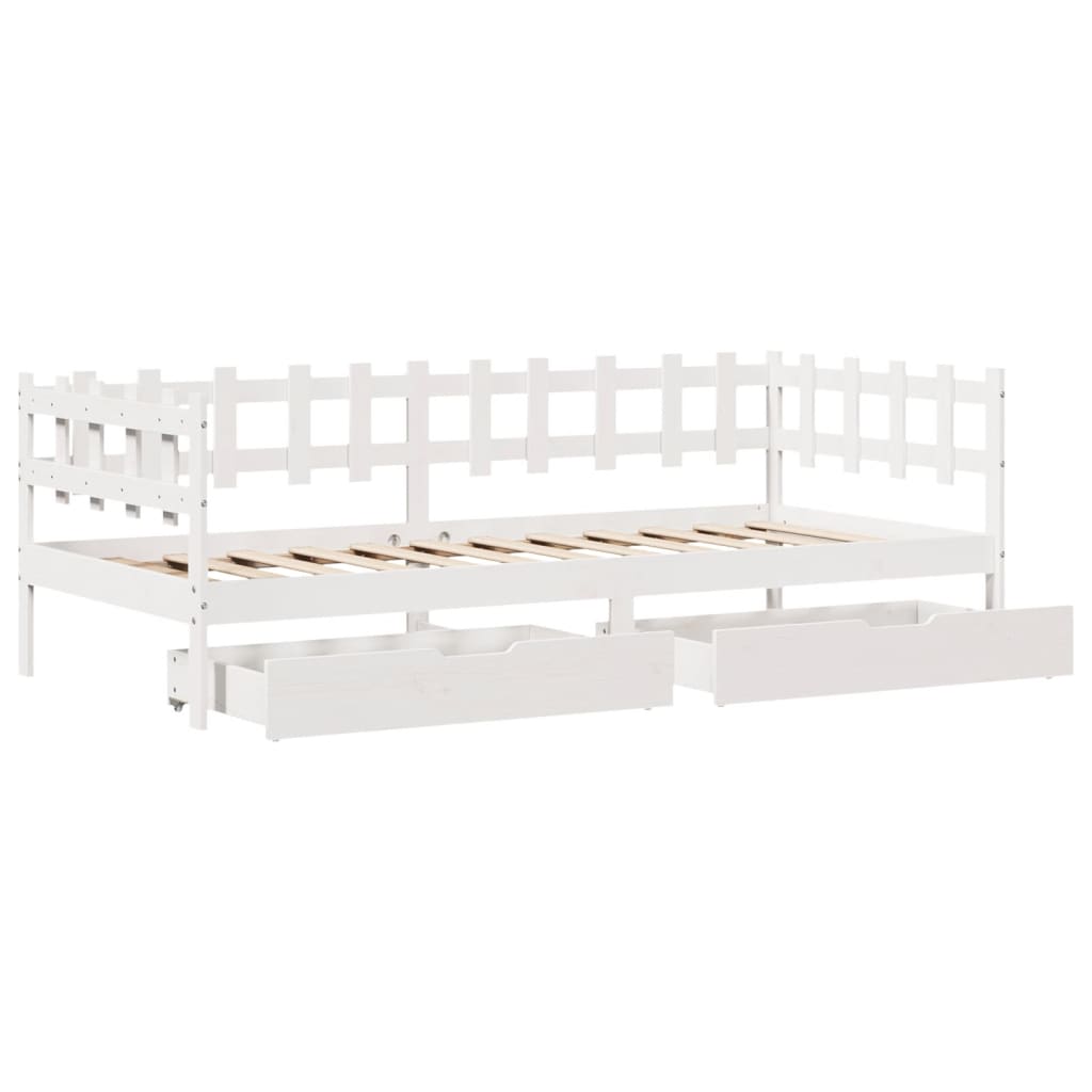 vidaXL Sofá cama con cajones madera maciza de pino blanca 80x200 cm