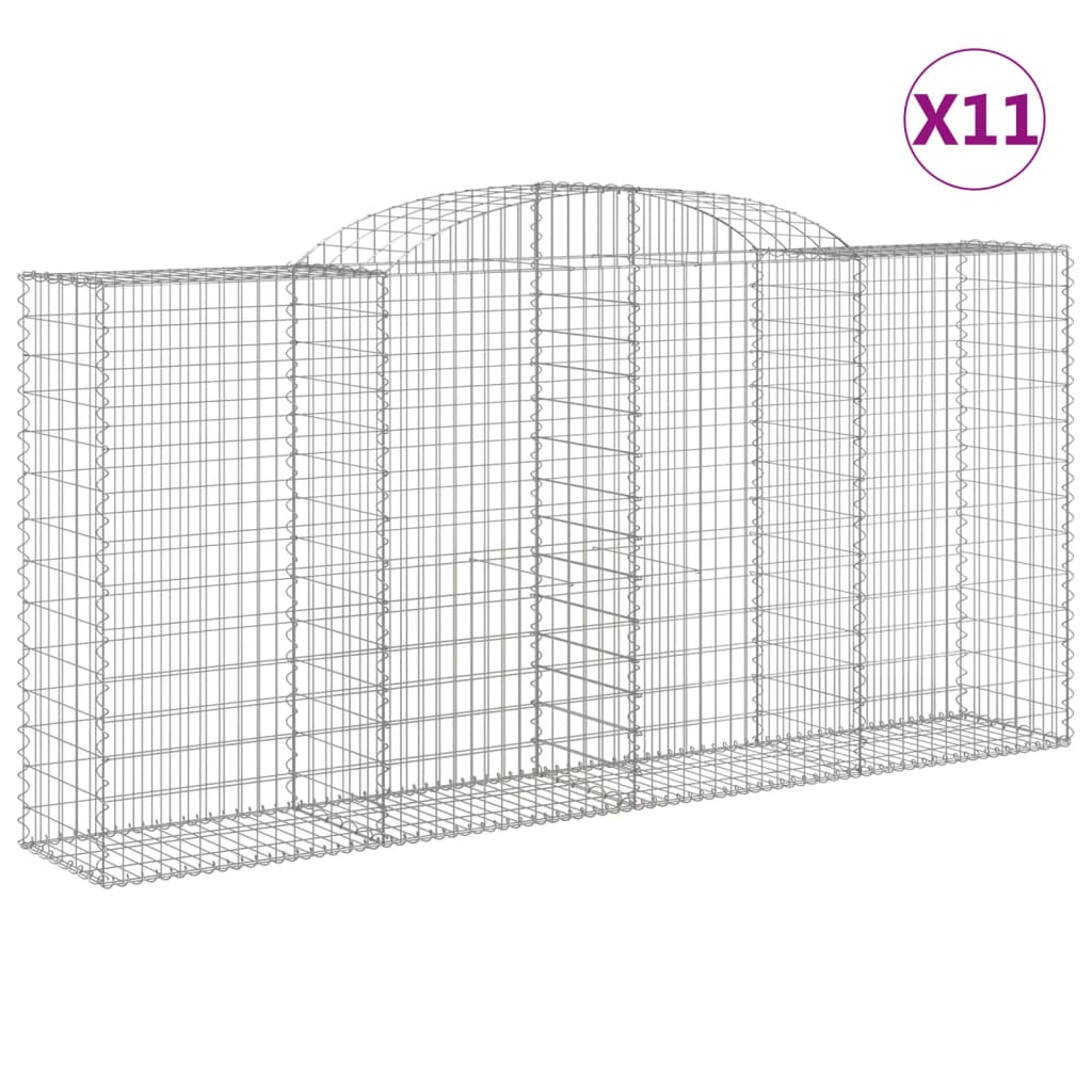 vidaXL Cestas gaviones 11 uds forma de arco hierro 300x50x140/160 cm