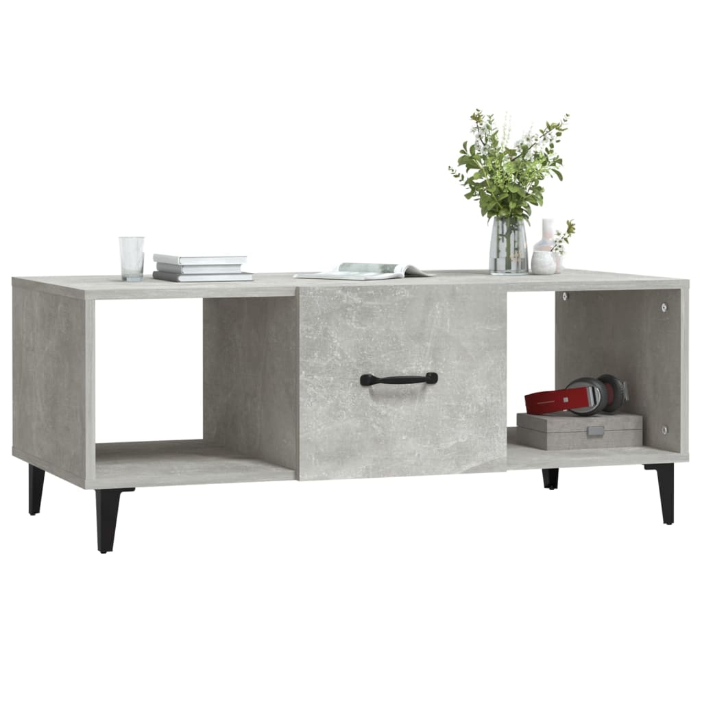 vidaXL Mesa de centro madera contrachapada gris hormigón 102x50x40 cm