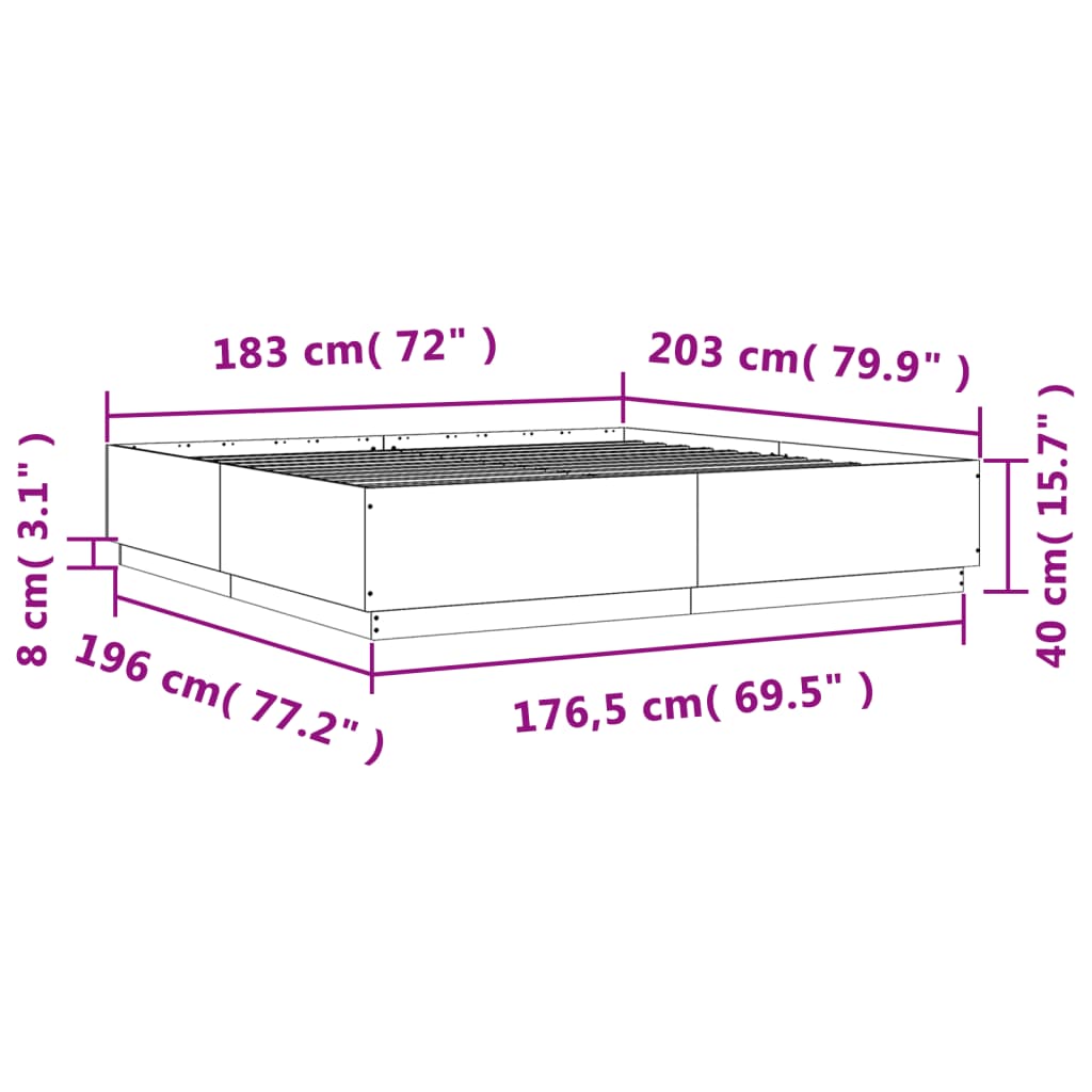 vidaXL Estructura de cama madera de ingeniería roble Sonoma 180x200 cm