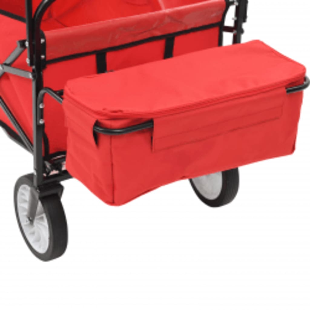 vidaXL Carrito de mano plegable de acero con capota rojo