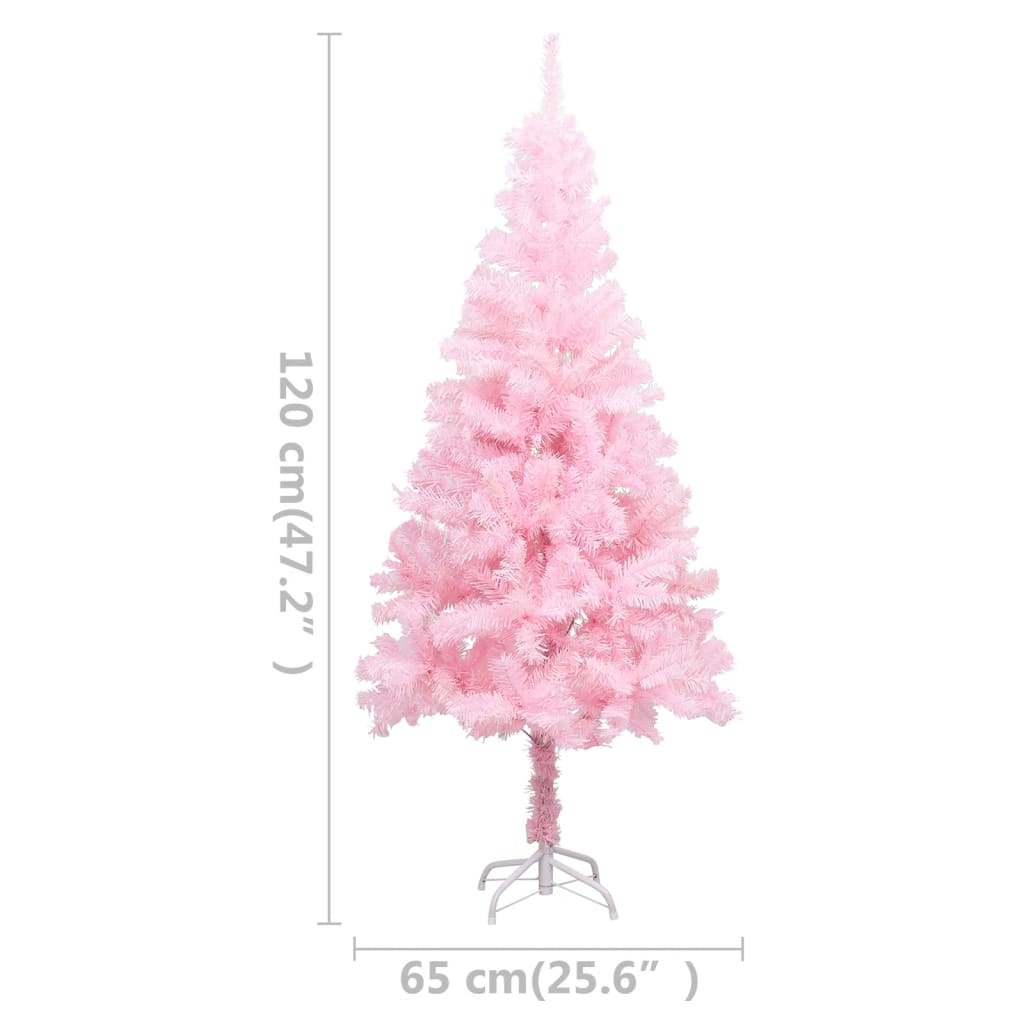 vidaXL Árbol de Navidad preiluminado con luces y bolas rosa 120 cm