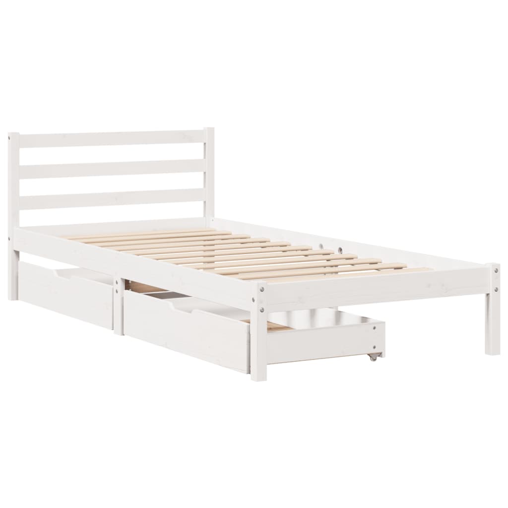 vidaXL Estructura de cama sin colchón madera maciza blanca 75x190 cm