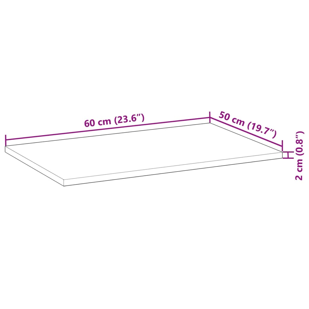 vidaXL Tablero de mesa rectangular madera maciza acacia 60x50x2 cm