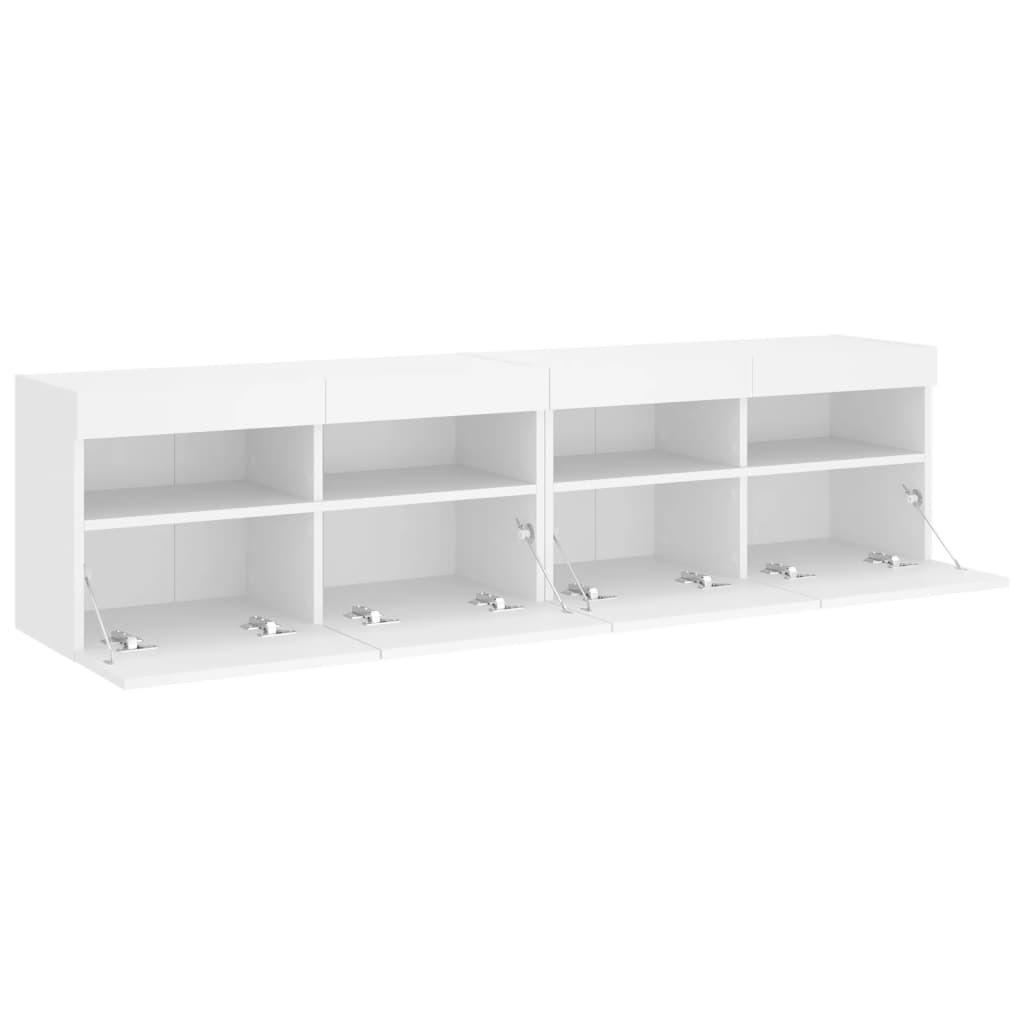 vidaXL Muebles de TV de pared con luces LED 2 uds blanco 80x30x40 cm