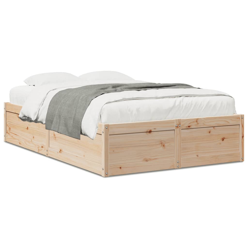 vidaXL Estructura de cama sin colchón madera maciza de pino 135x190 cm