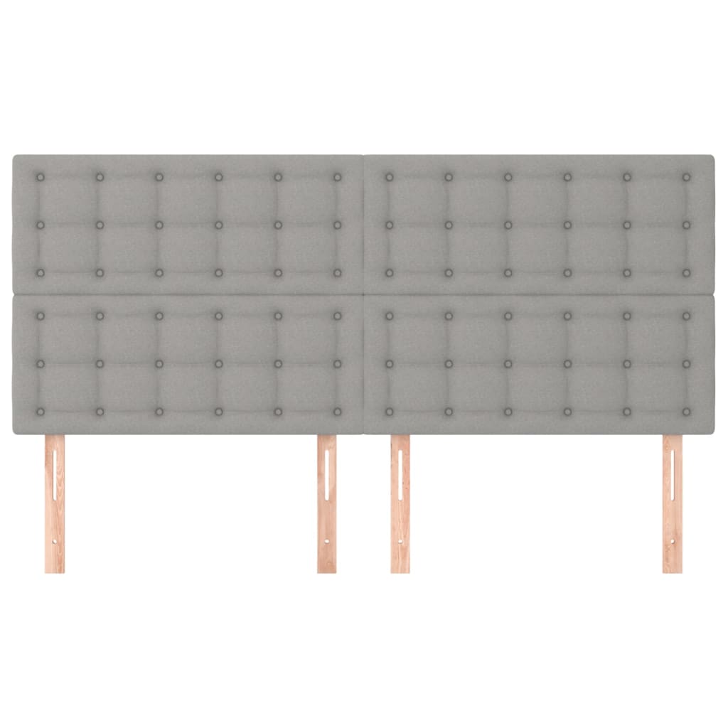 vidaXL Cabeceros 4 unidades de tela gris claro 90x5x78/88 cm