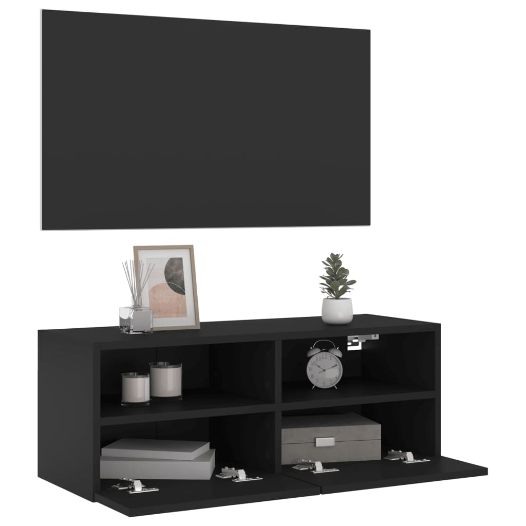 vidaXL Mueble de pared para TV madera de ingeniería negro 80x30x30 cm