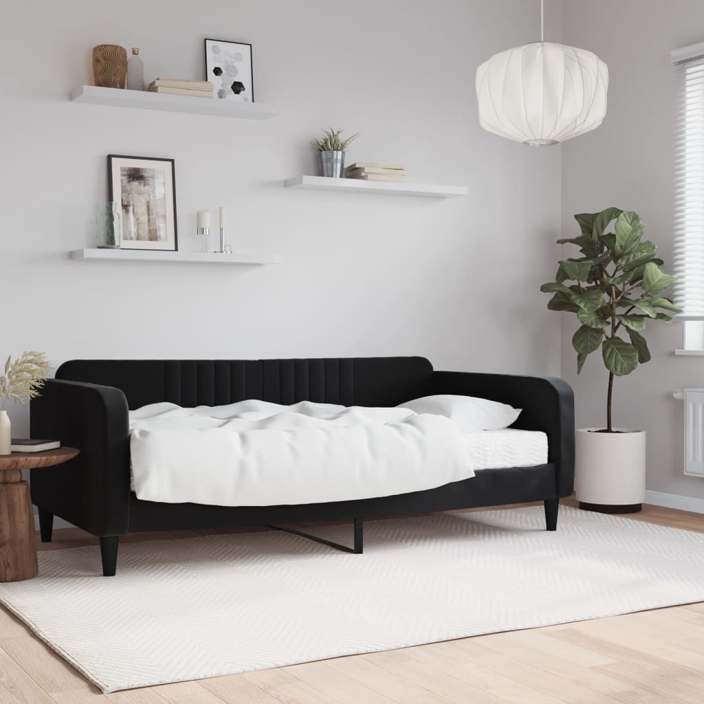 vidaXL Sofá cama con colchón terciopelo negro 90x190 cm