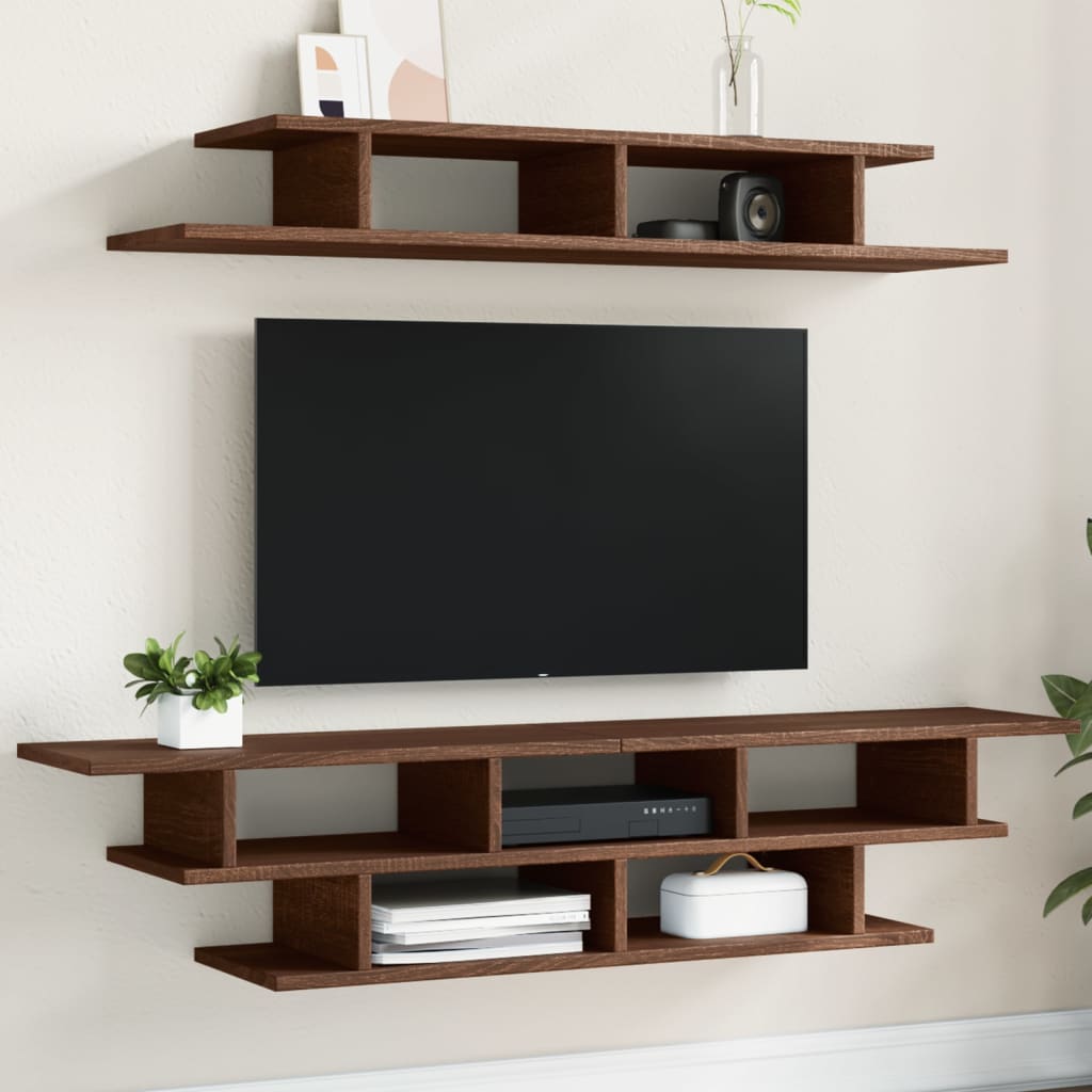 vidaXL Muebles de TV de pared madera de ingeniería marrón roble