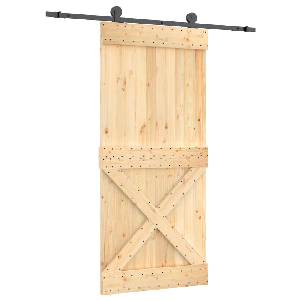 vidaXL Puerta corredera con herrajes madera maciza de pino 95x210 cm