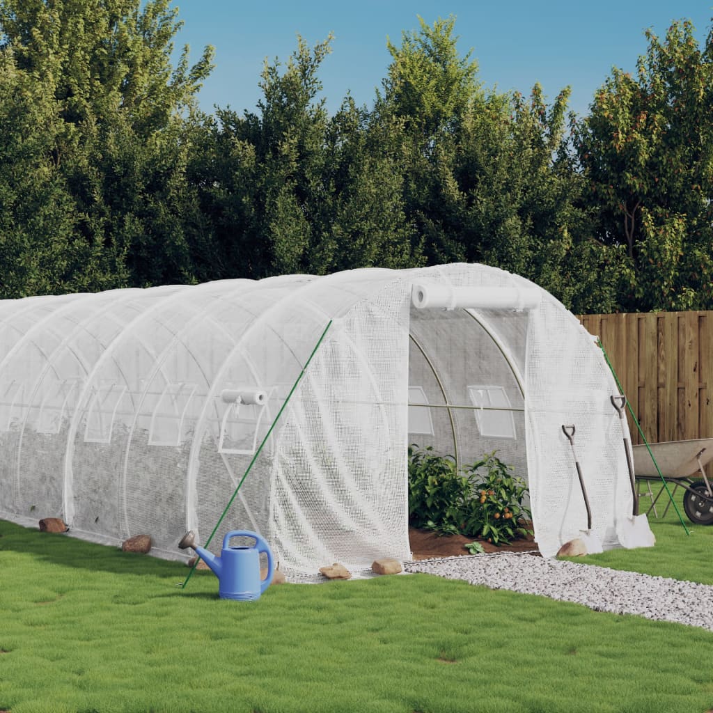 vidaXL Invernadero con estructura de acero blanco 54 m² 18x3x2 m