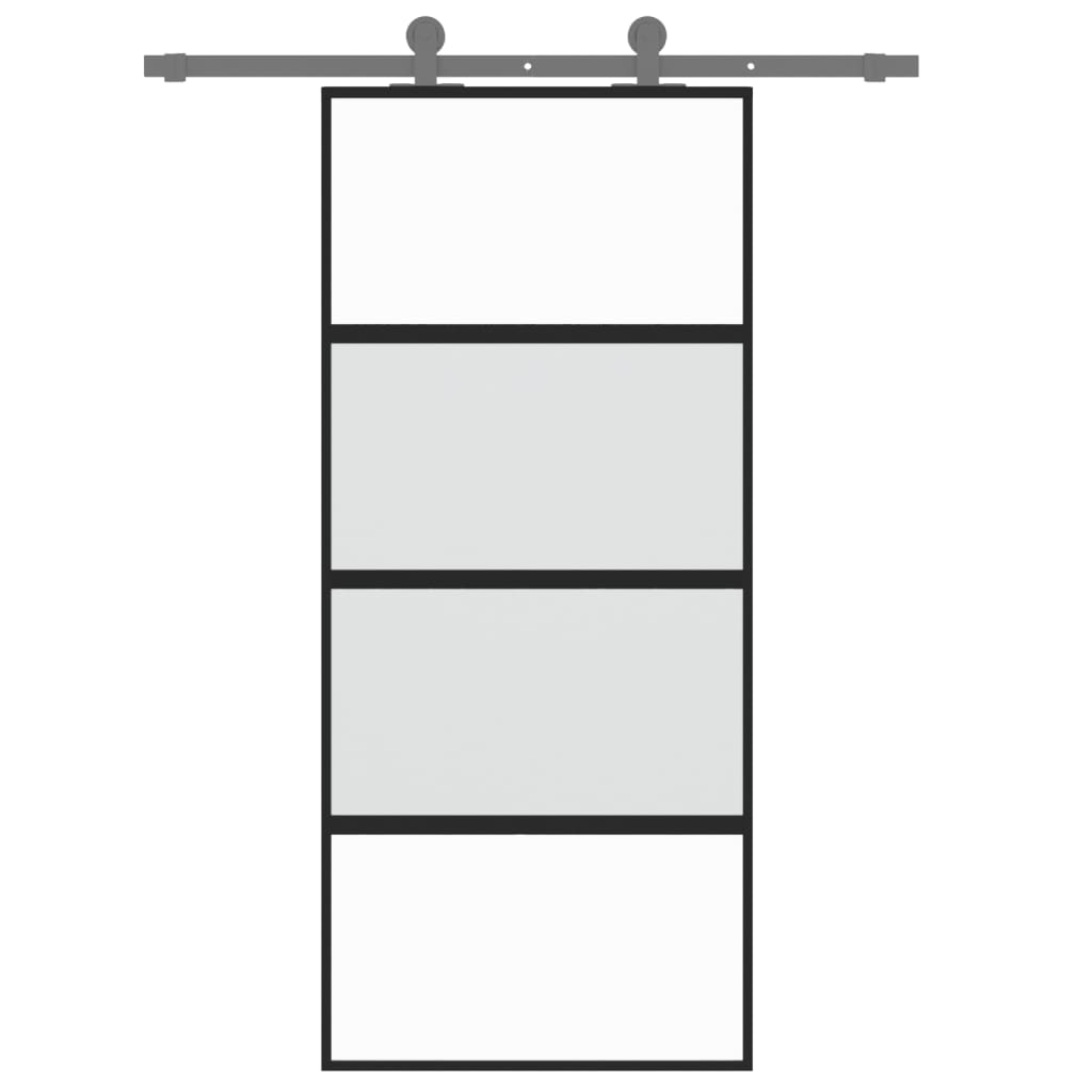 vidaXL Puerta corredera vidrio templado y aluminio negra 90x205 cm