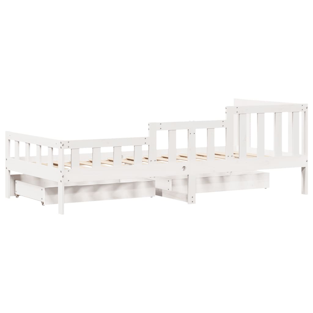 vidaXL Sofá cama con cajones madera maciza de pino blanco 90x200 cm