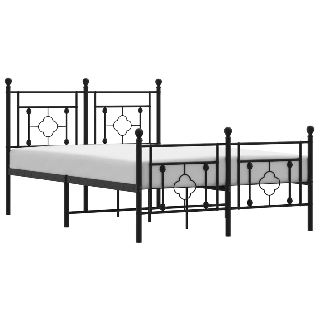 vidaXL Estructura de cama con cabecero y pie metal negro 120x190 cm