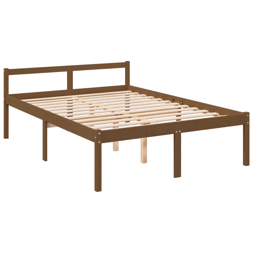 vidaXL Cama personas mayores cabecero madera marrón miel 140x200 cm