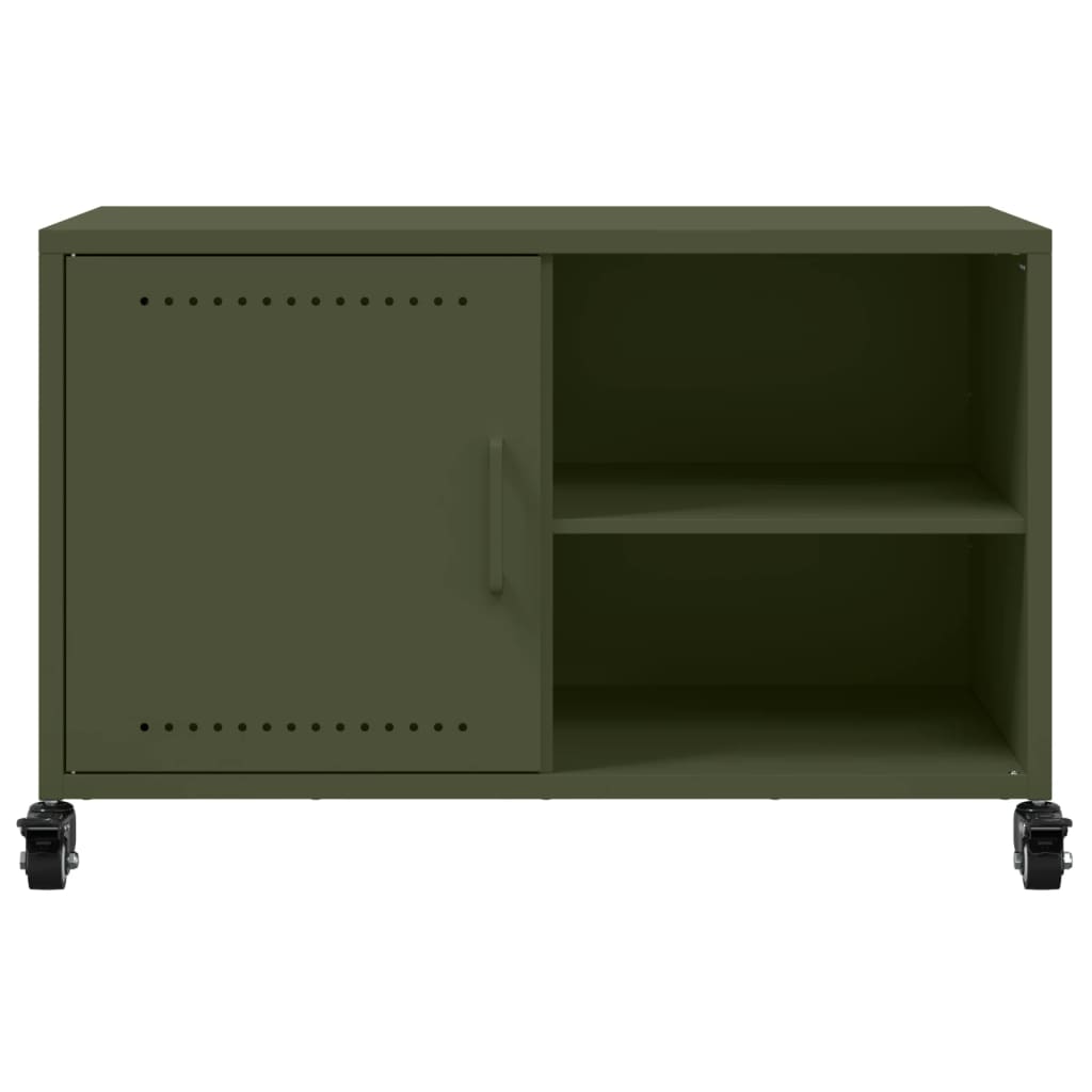 vidaXL Mueble de TV de acero verde oliva 68x39x43,5 cm