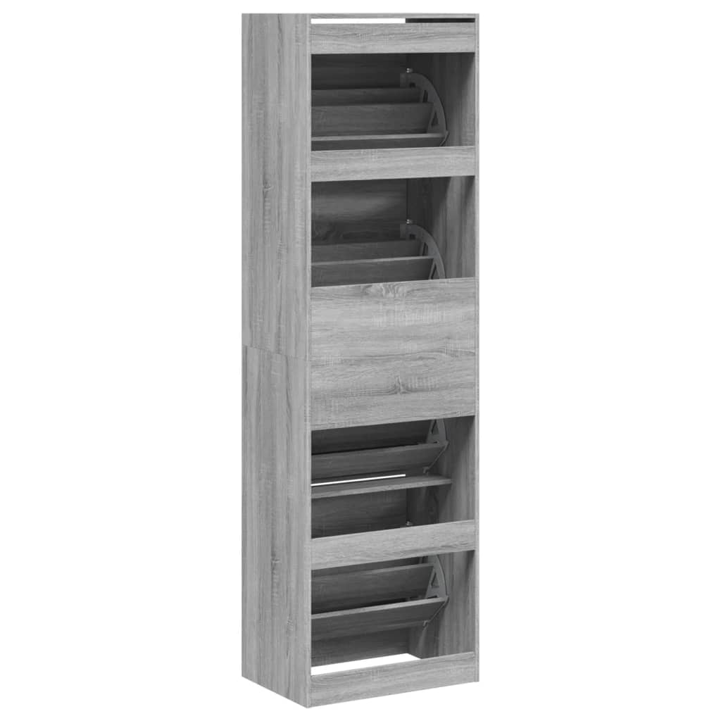 vidaXL Mueble zapatero 4 cajones abatibles gris Sonoma 60x42x204 cm