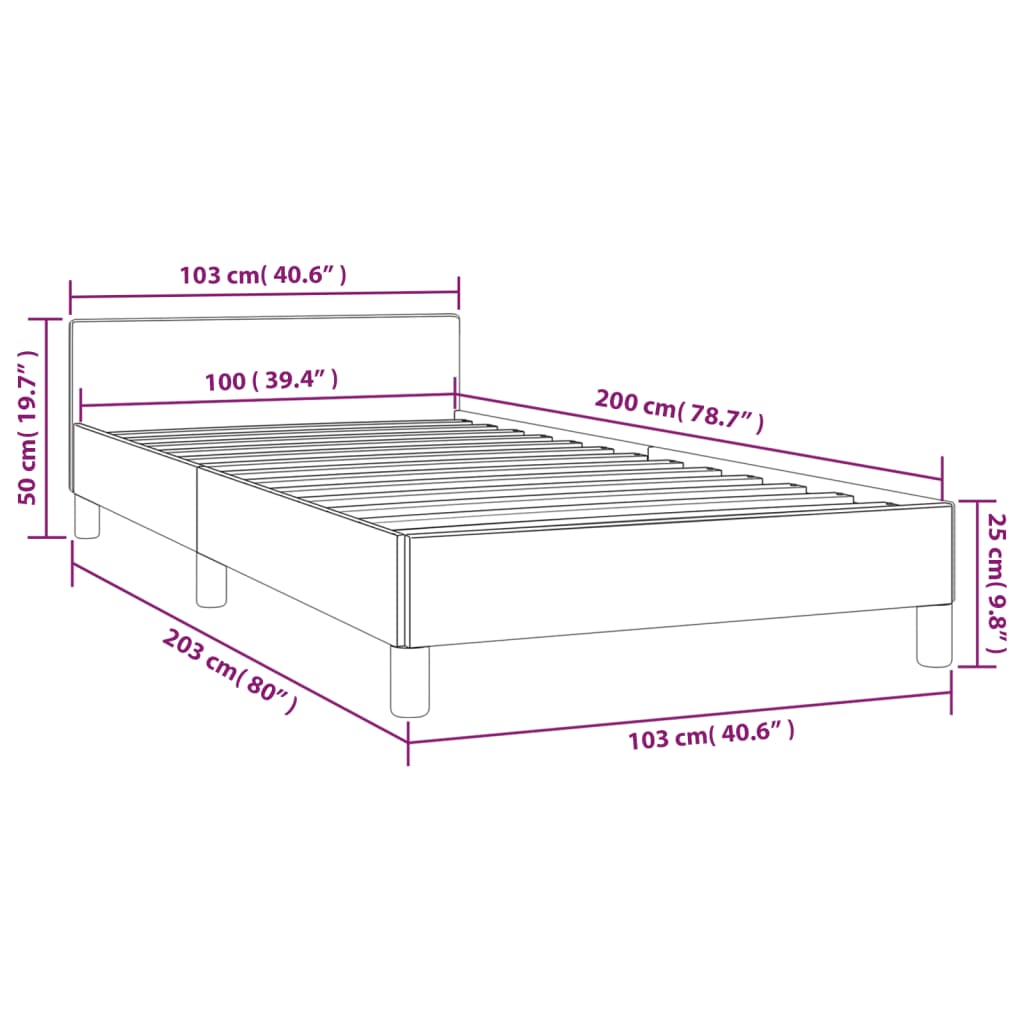 vidaXL Estructura de cama sin colchón tela negro 100x200 cm