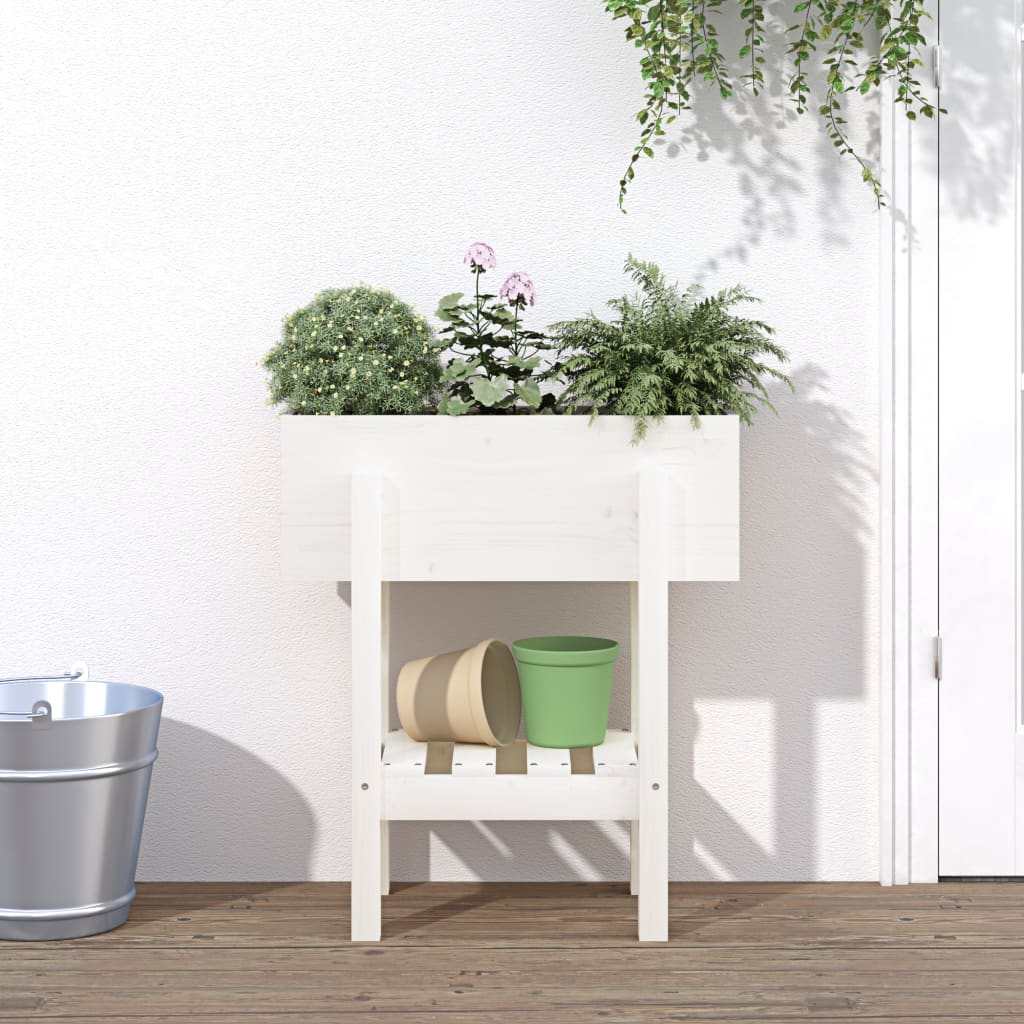 vidaXL Jardinera madera maciza de pino blanco 62x30x69 cm