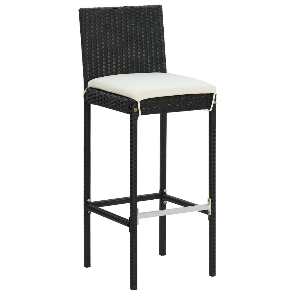 vidaXL Set muebles bar jardín 5 piezas y cojines ratán sintético negro