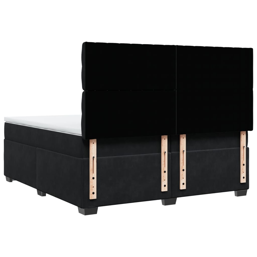 vidaXL Cama box spring con colchón terciopelo negro 200x200 cm