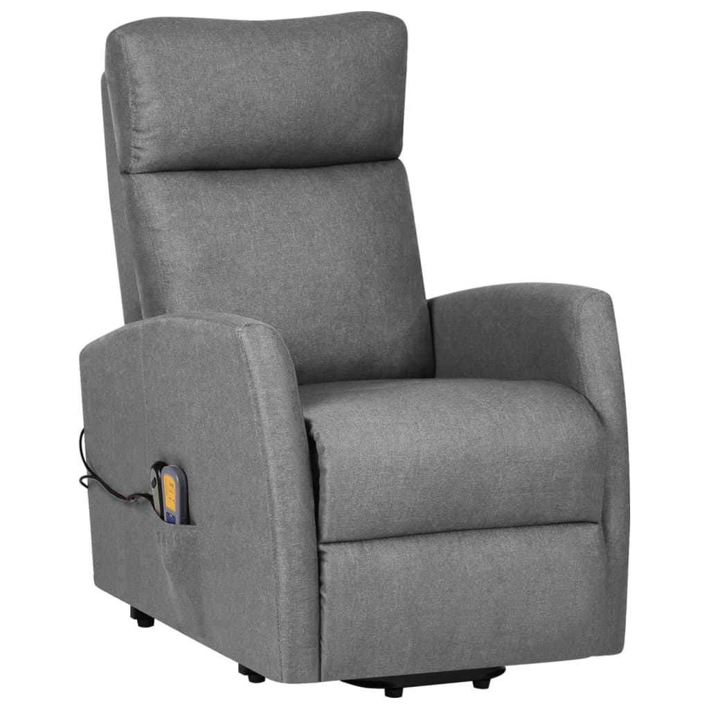 vidaXL Sillón de masaje elevable tela gris claro