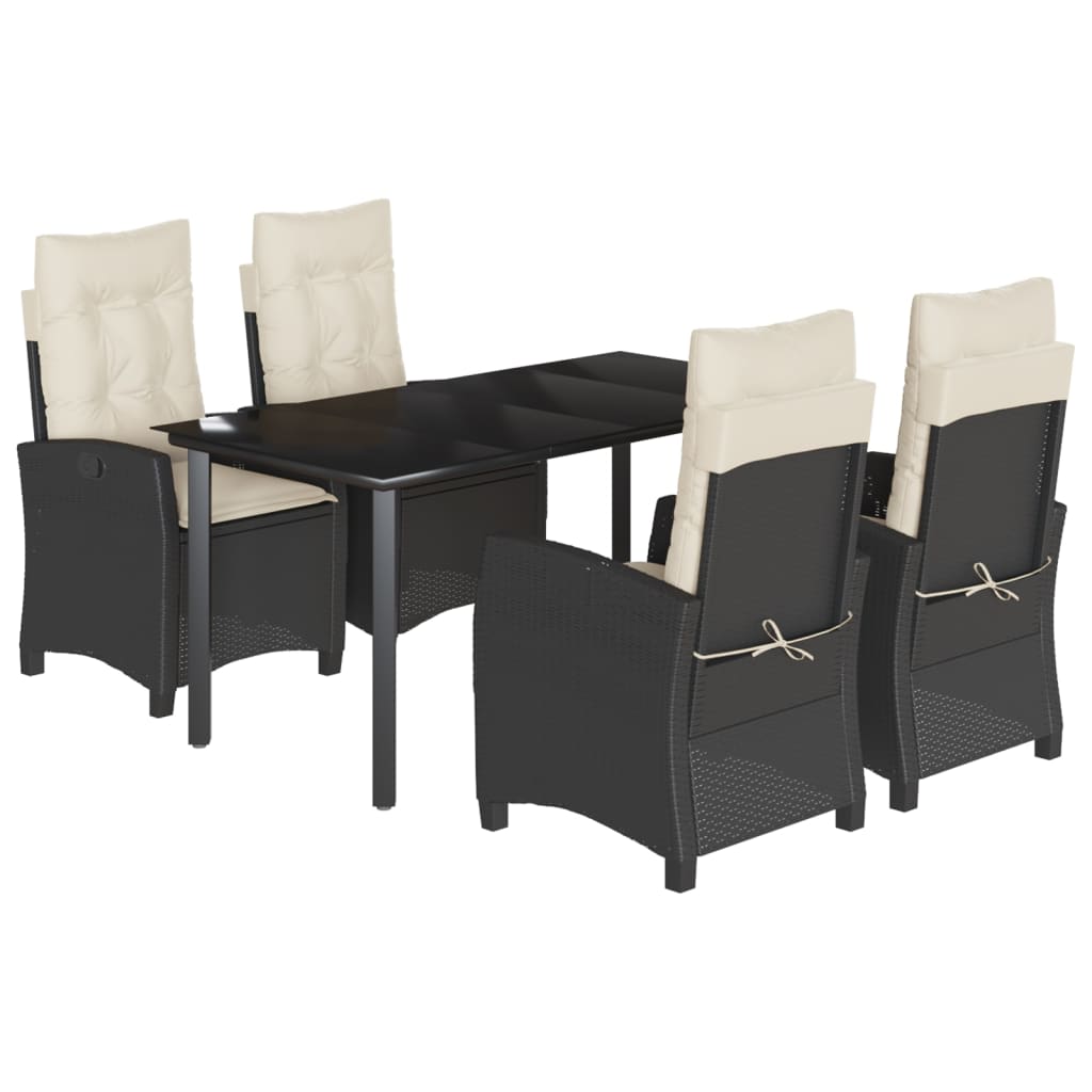 vidaXL Set de muebles jardín 5 pzas con cojines ratán sintético negro